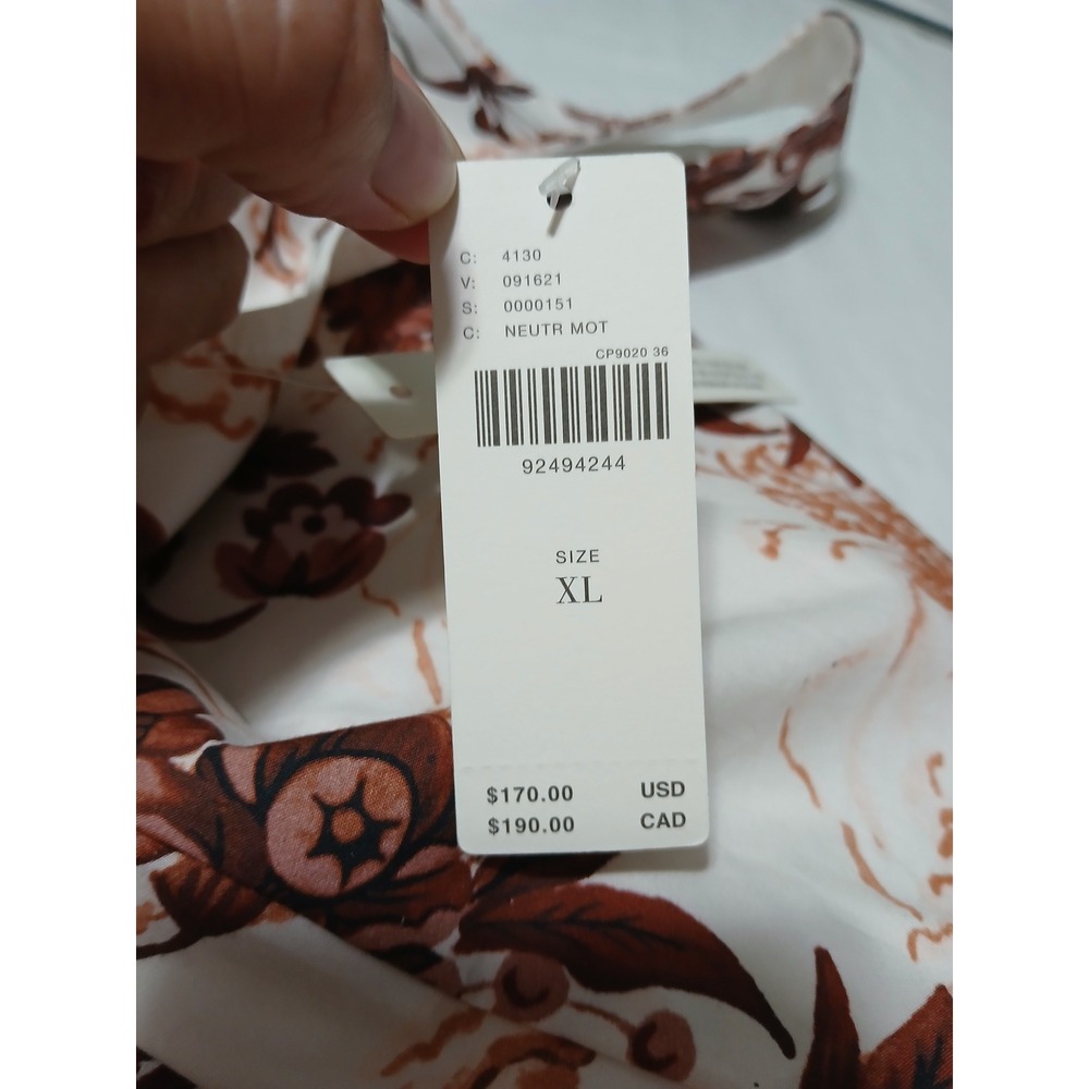 Anthropologie Maeve Neutral Floral Split Print V-Back Shift Dress XL NWT - Picture 7 of 12